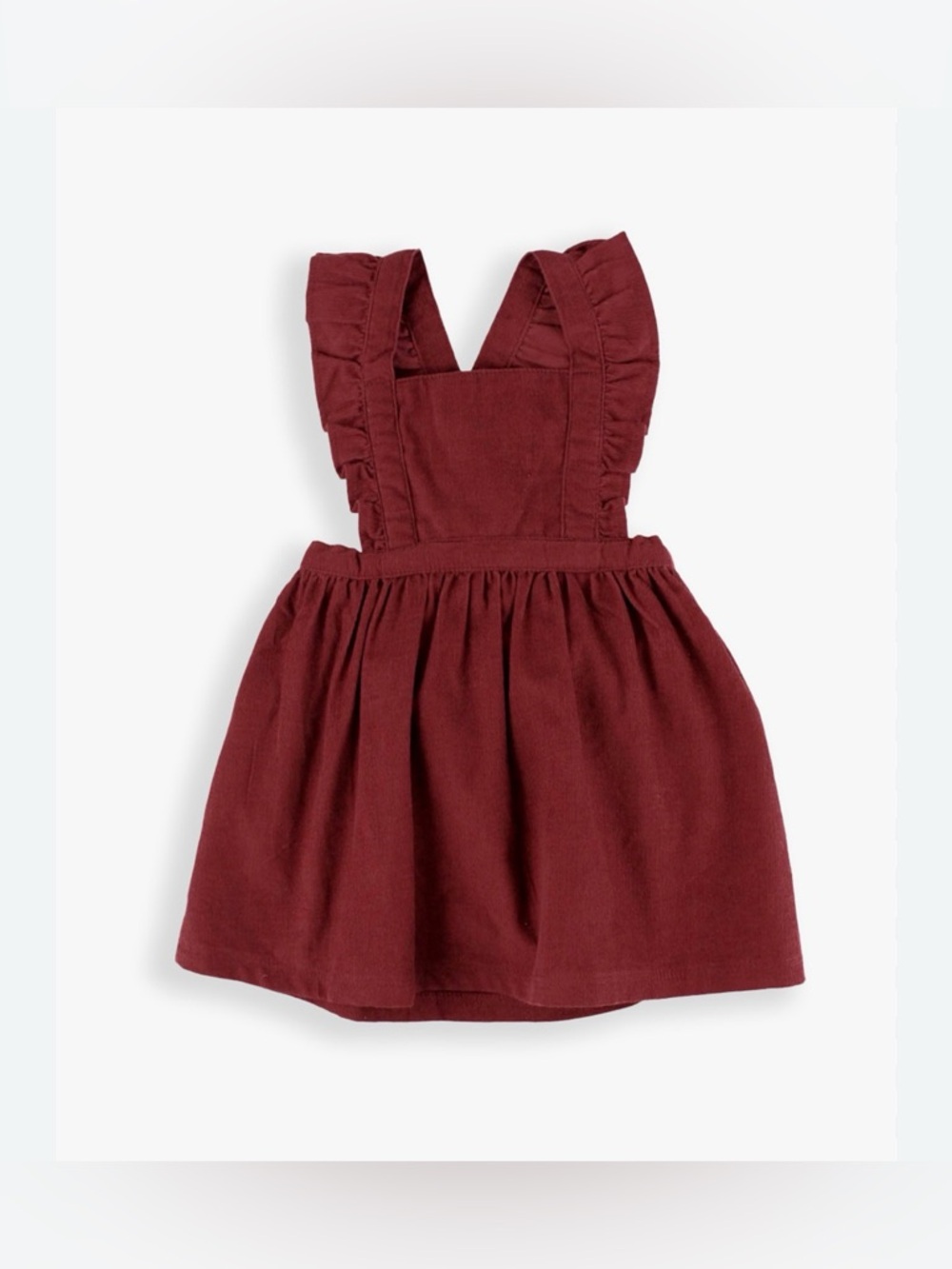 Ruffle Butts Corduroy-Trim Dress in Burgundy